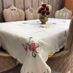 Elegant Embroidered Floral Tablecloth Elegant Embroidered Floral Tablecloth