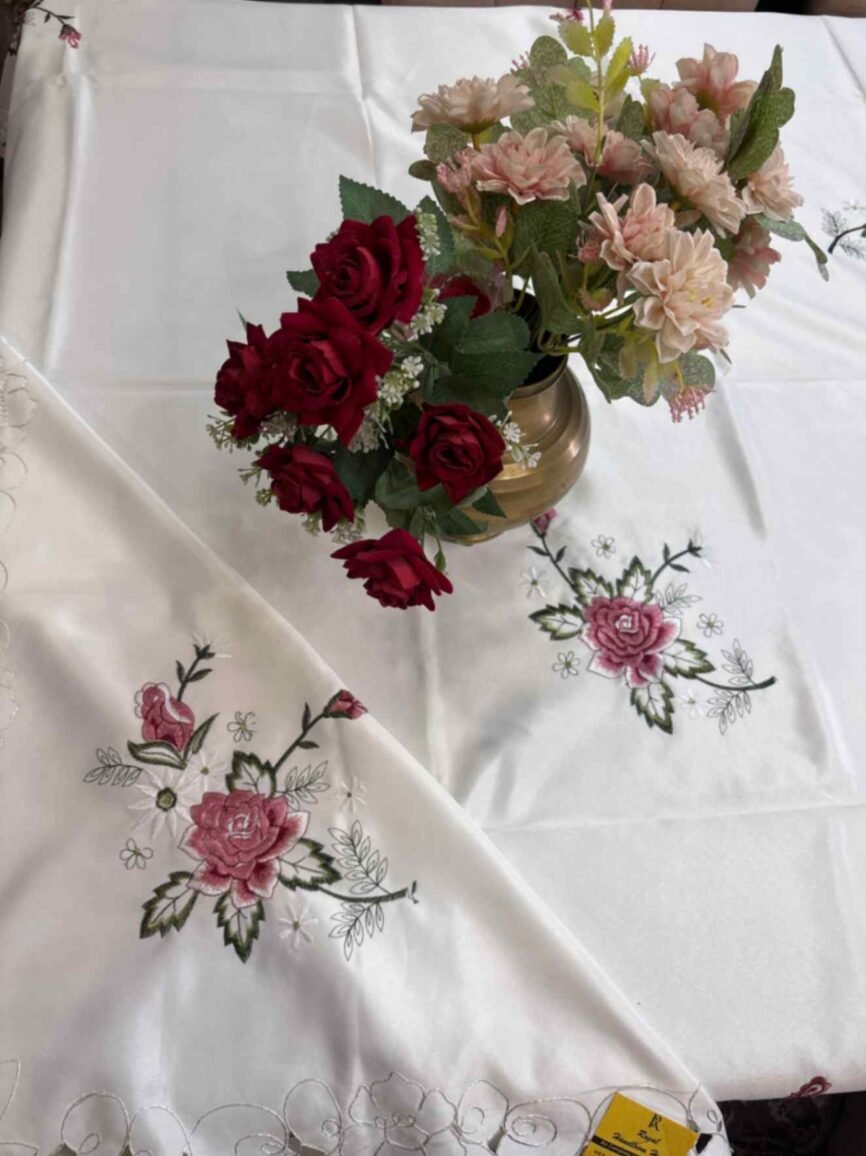 Elegant Embroidered Floral Tablecloth