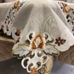 Cutwork Beige & Bronze Floral Embroidered Tablecloth Cutwork Beige & Bronze Floral Embroidered Tablecloth