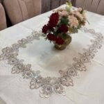 Luxury Lace Embroidered Tablecloth – Beige GoldLuxury Lace Embroidered Tablecloth – Beige Gold Luxury Lace Embroidered Tablecloth – Beige Gold