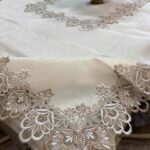 Luxury Lace Embroidered Tablecloth – Beige Gold Luxury Lace Embroidered Tablecloth – Beige Gold