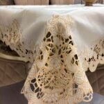 Beige with Cutwork Lace Classic Embroidered Tablecloth Beige with Cutwork Lace Classic Embroidered Tablecloth