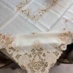 Beige with Cutwork Lace Classic Embroidered Tablecloth Beige with Cutwork Lace Classic Embroidered Tablecloth