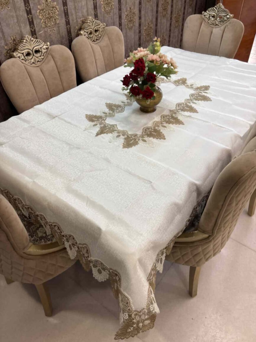 Golden Lace Tablecloth – Beige Jacquard