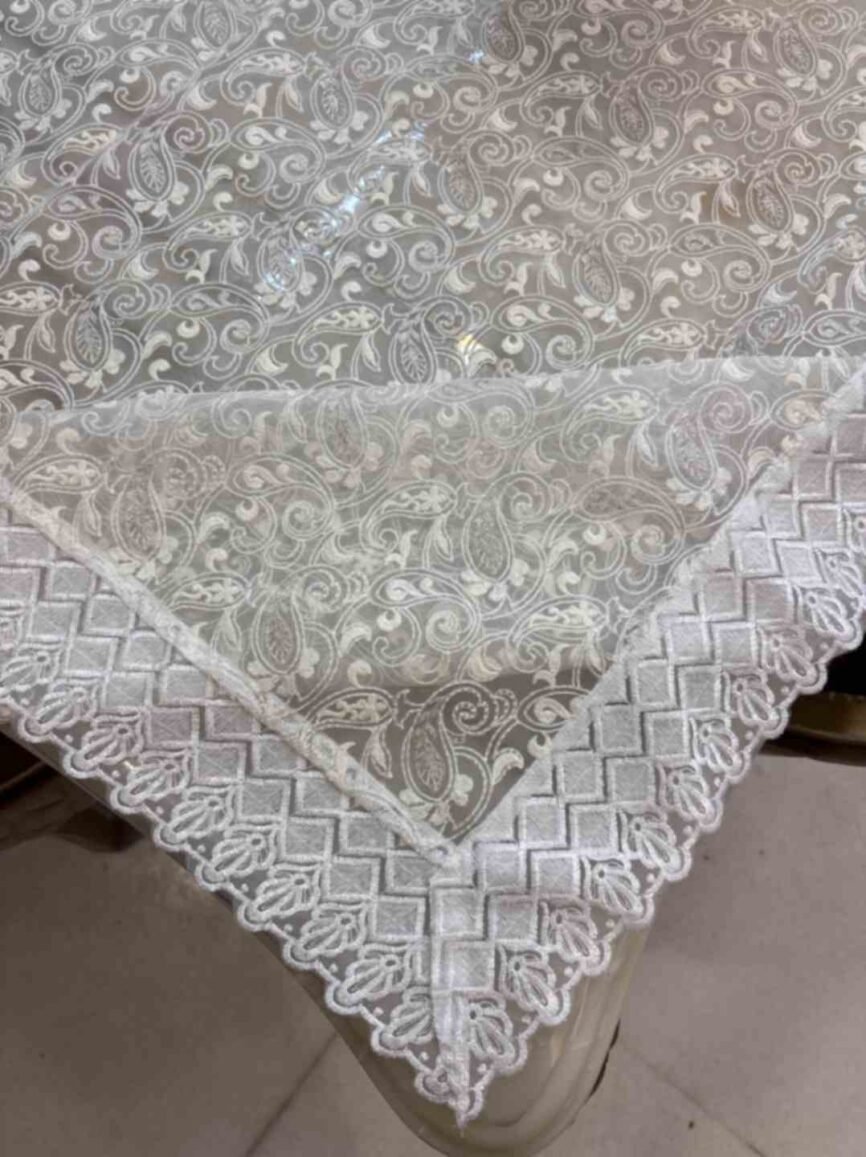 Ornate White Table Cover for Formal Dining