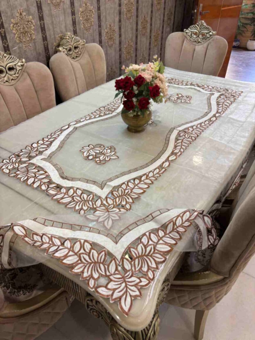 Luxury PVC Embroidered Dining Table Cover