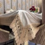 Velvet Finish Table Cover with Lace Border Velvet Finish Table Cover with Lace Border