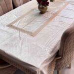 Velvet Finish Table Cover with Lace Border Velvet Finish Table Cover with Lace Border