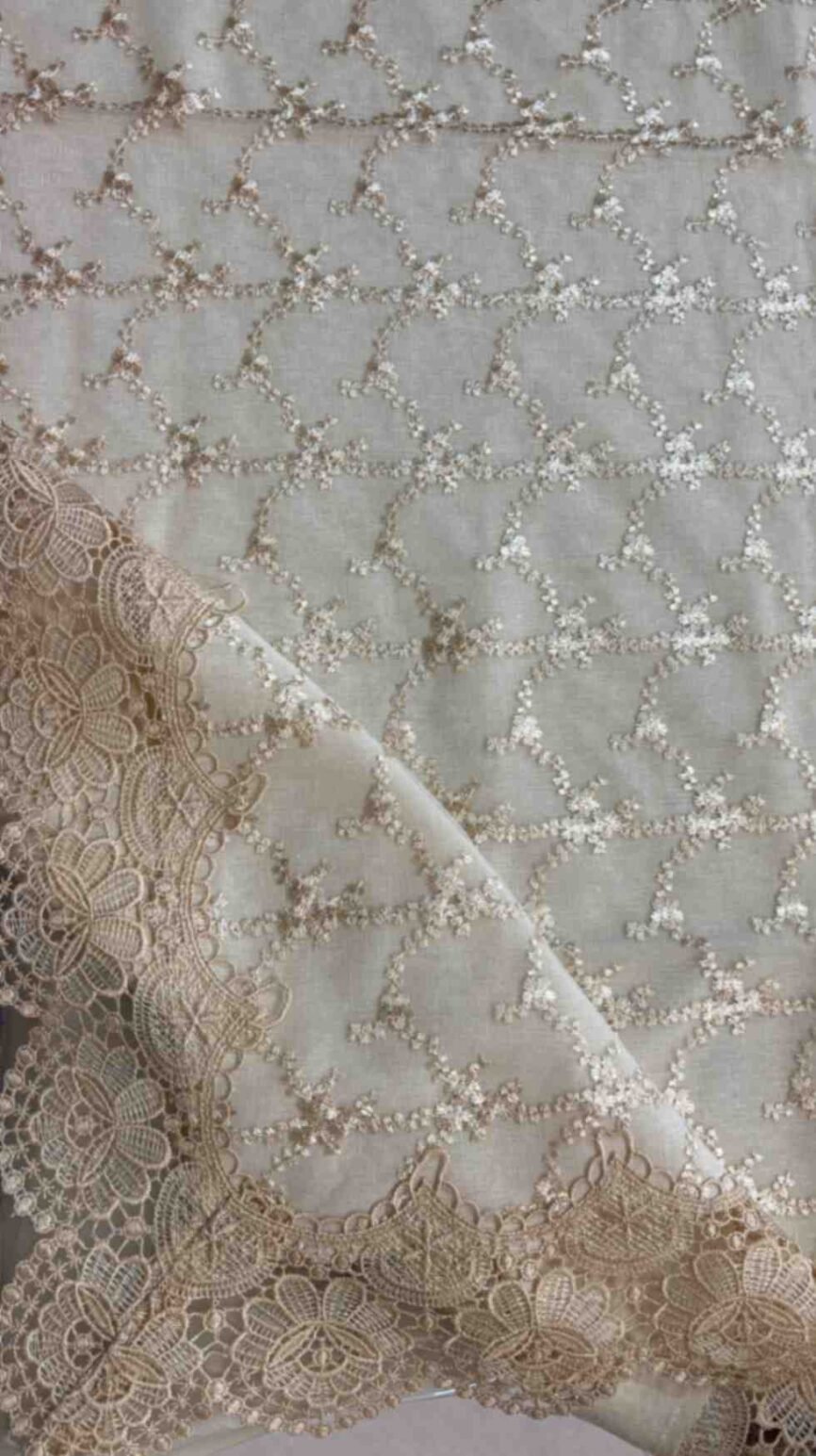 Sequin Embroidered Table Cover with Lace