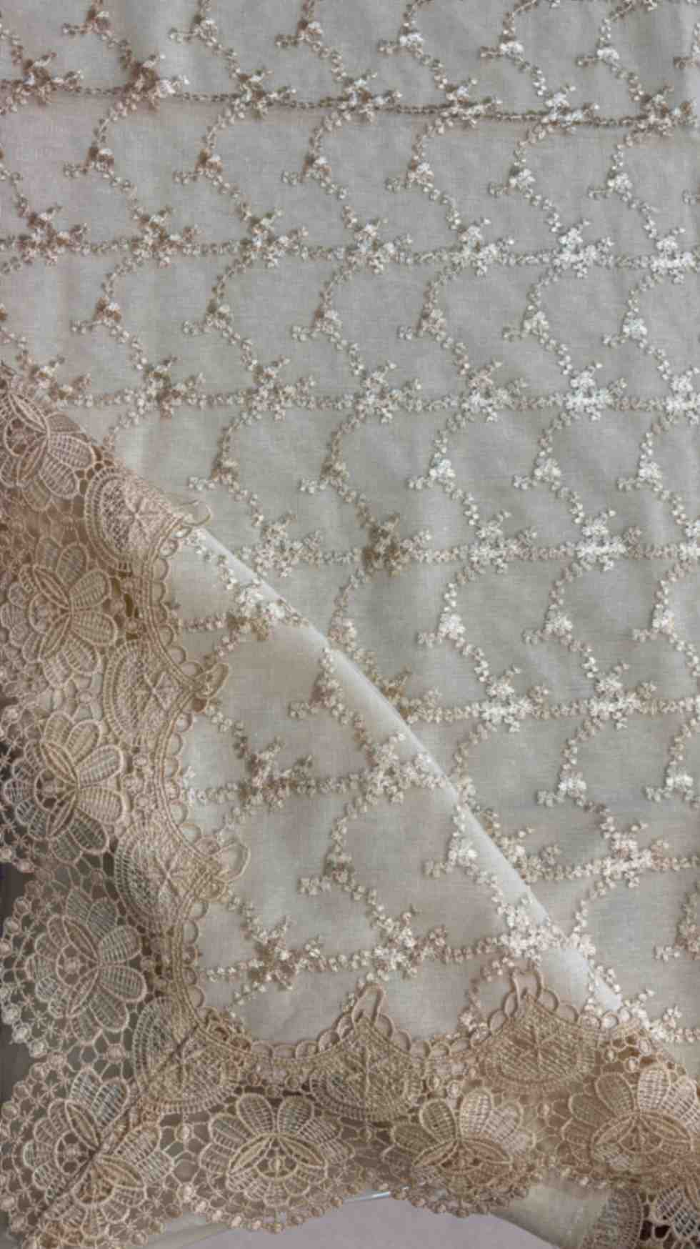 Sequin Embroidered Table Cover with Lace Sequin Embroidered Table Cover with Lace