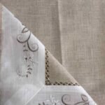 Embroidered Beige Tablecloth with White Detailing