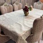 Sheer Lace Embroidered Tablecloth in Beige Sheer Lace Embroidered Tablecloth in Beige