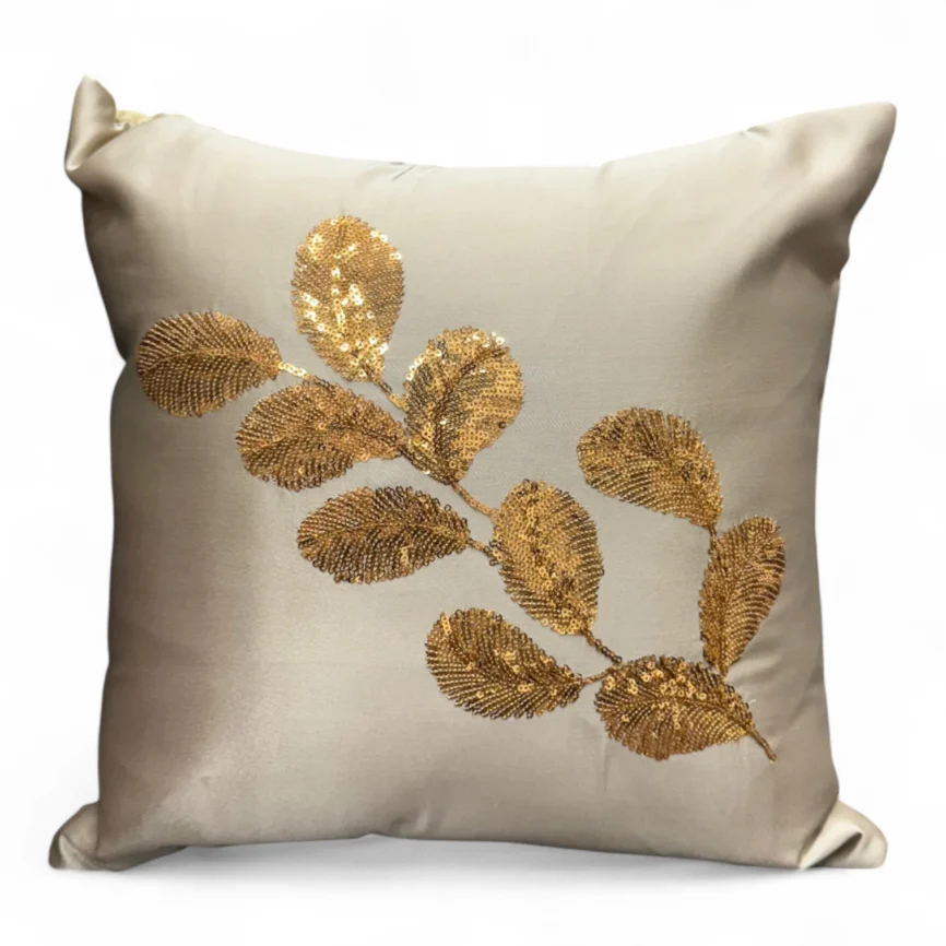 Glimmering Gold Leaf Sequined Cushion Cover Set - 16x16" (Set of 5)