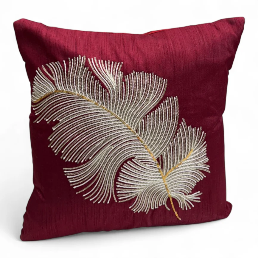 Elegant Embroidered Feather Cushion Cover Set - 16x16" (Set of 5)