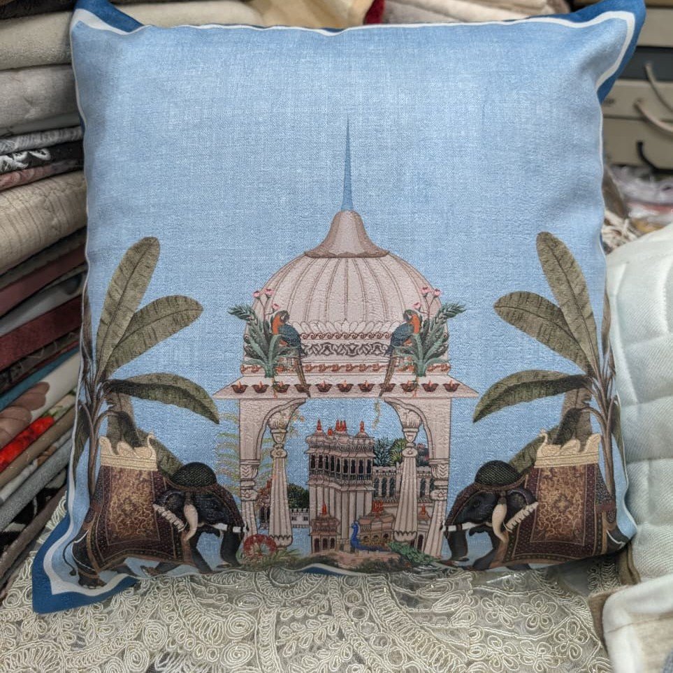 rajasthani-palace-print-cushion-sky-blues rajasthani-palace-print-cushion-sky-blues