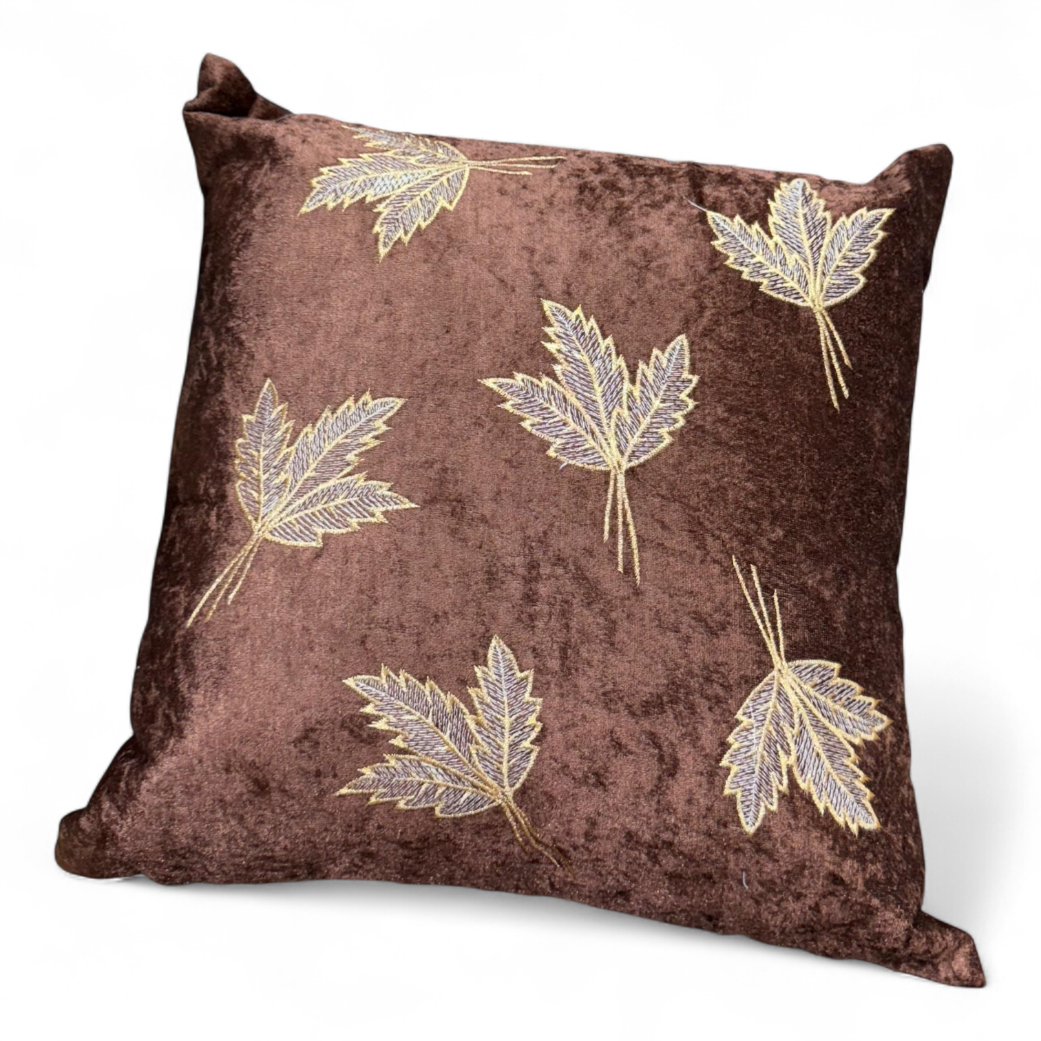 embroidered-leaf-velvet-cushion-cover-brown embroidered-leaf-velvet-cushion-cover-brown