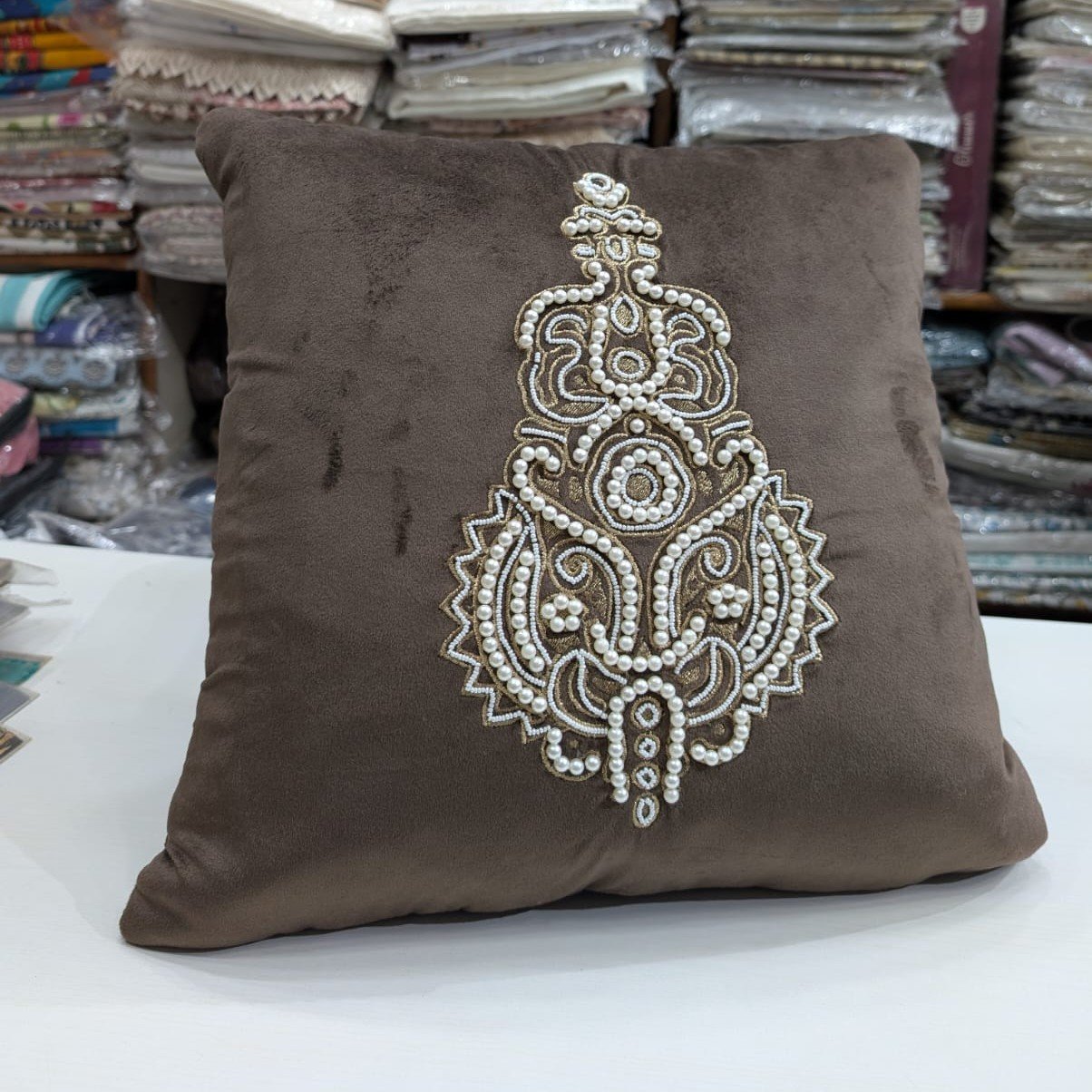 pearl-beaded-cushion-cover-browns pearl-beaded-cushion-cover-browns