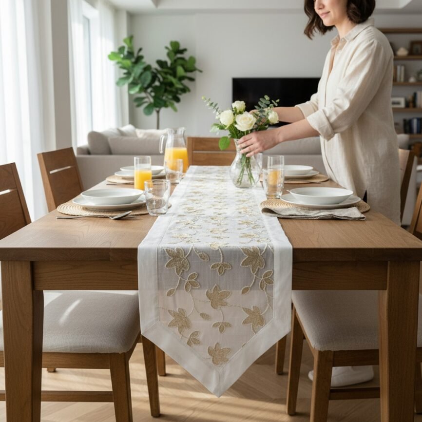 white-gold-sheer-organza-applique-table-runner